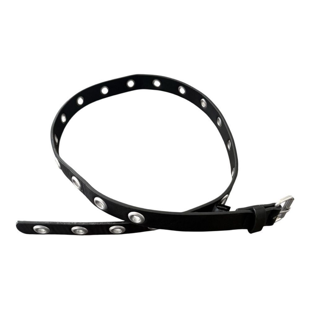 Brandy Melville Black Grommet Belt with Silver Hardware
